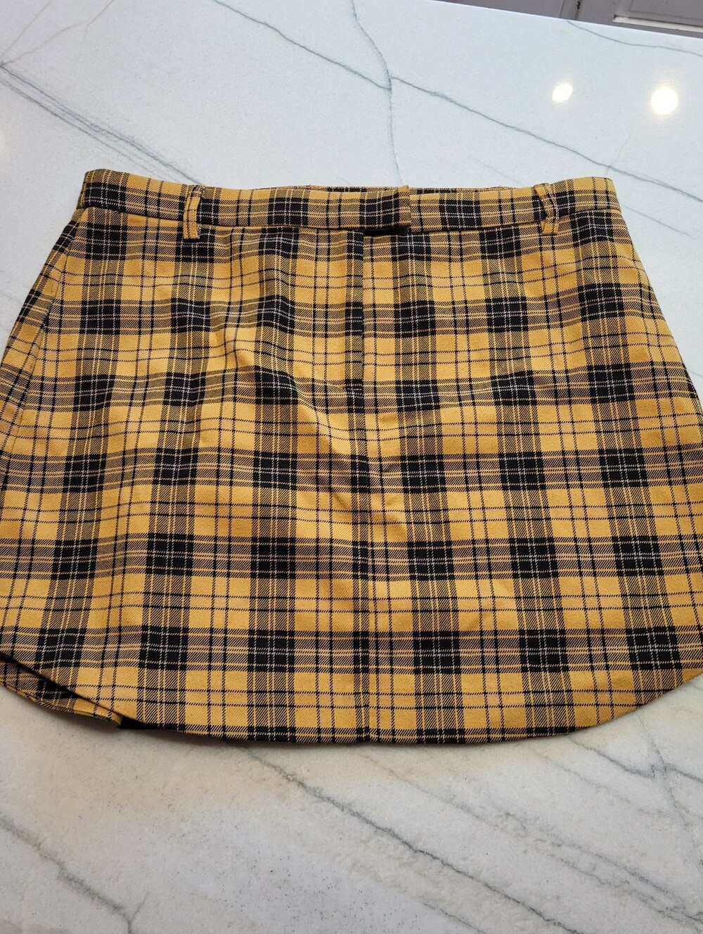 BB Dakota Yellow and Black Plaid Mini Skirt